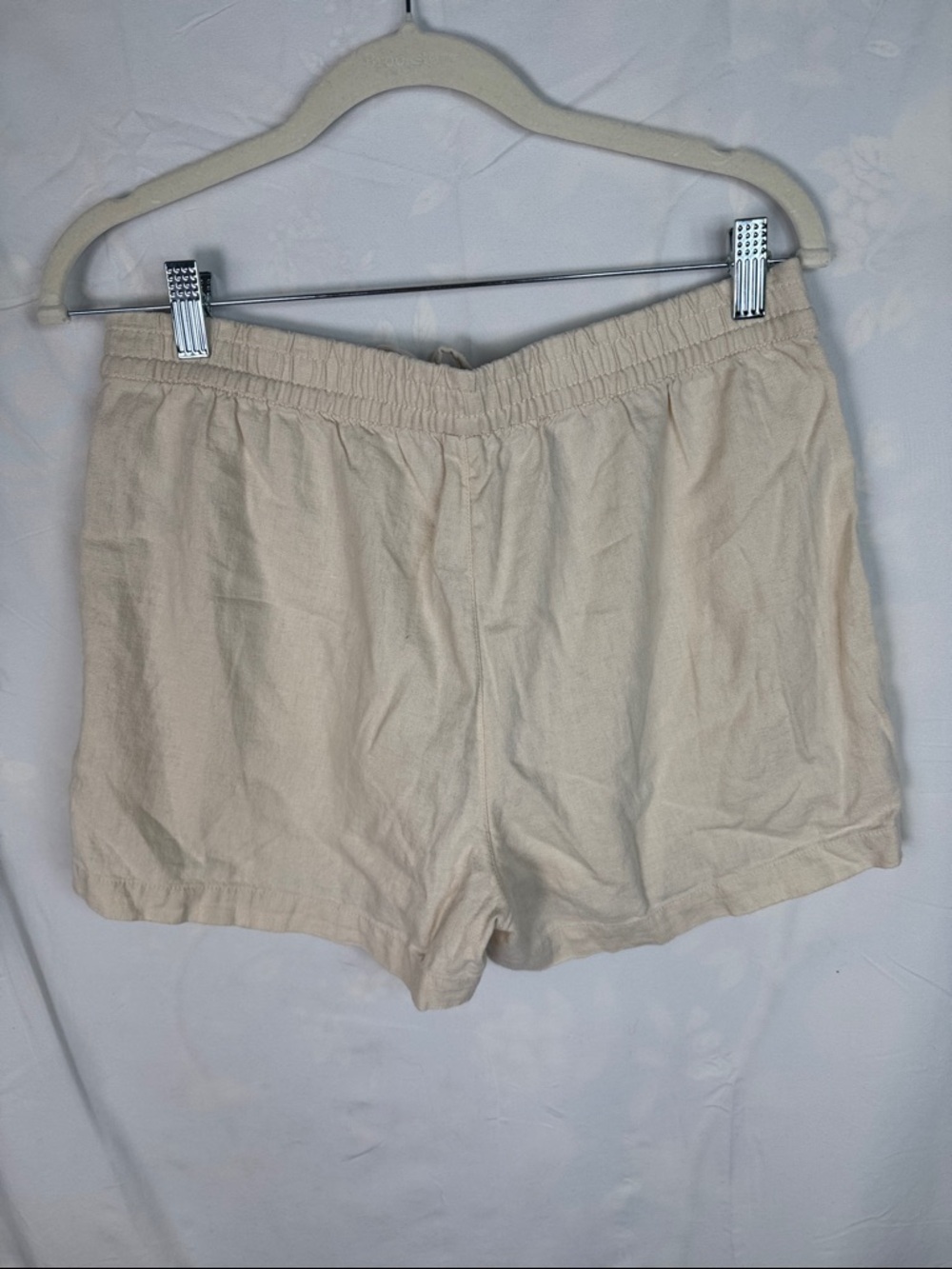J. Crew Cream Drawstring Linen-Blend Casual Athletic Shorts - Picture 4 of 4